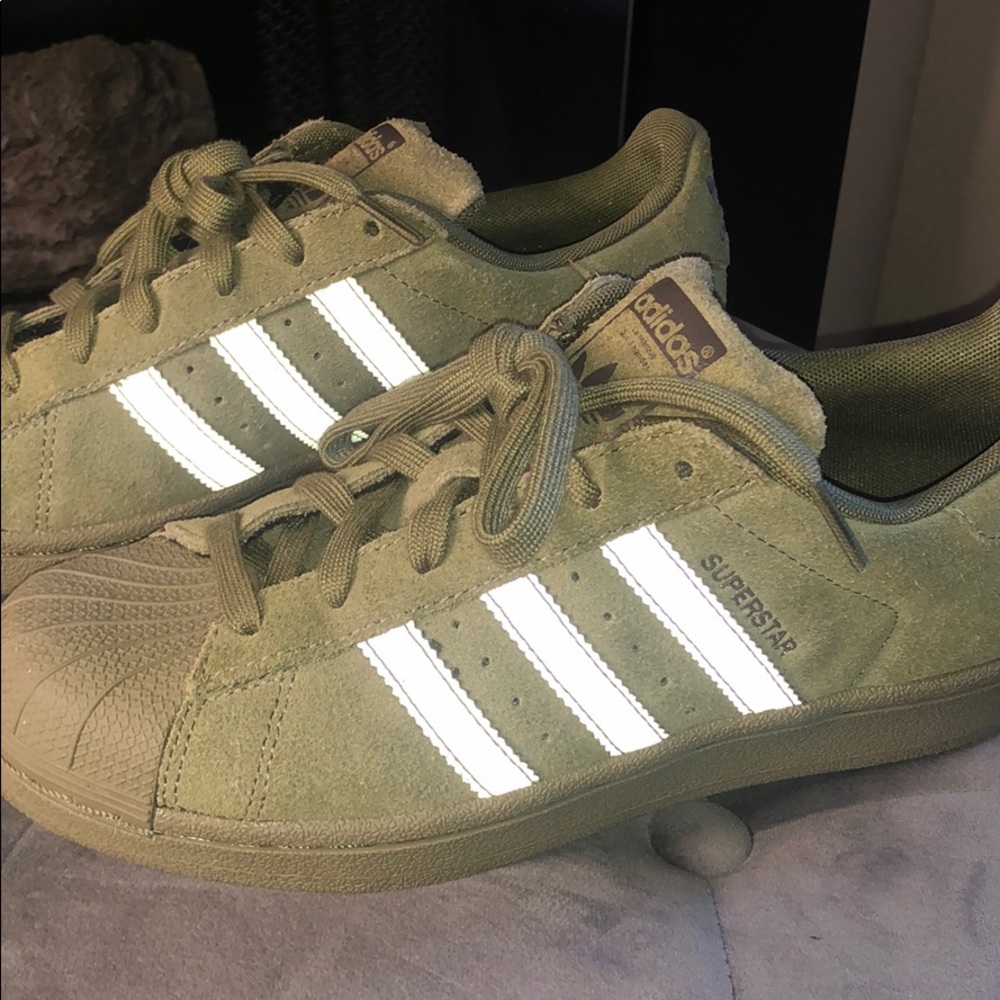 Adidas Super Star Suede Olive Sz 4.5Y
